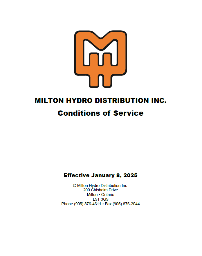 Milton Hydro Conditions of Service Image of Title Page