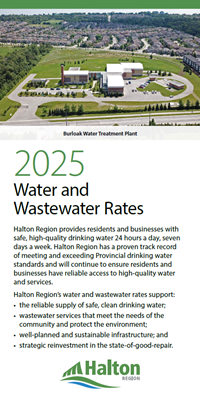 Halton Region Water and Wastewater January 2025 Rate Update PDF Title Page